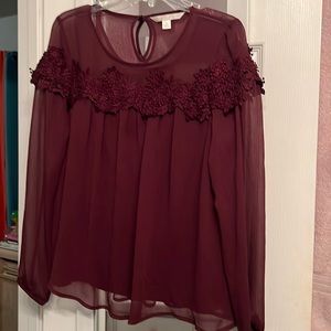 Small blouse LC Lauren Conrad, Burgundy/plum,